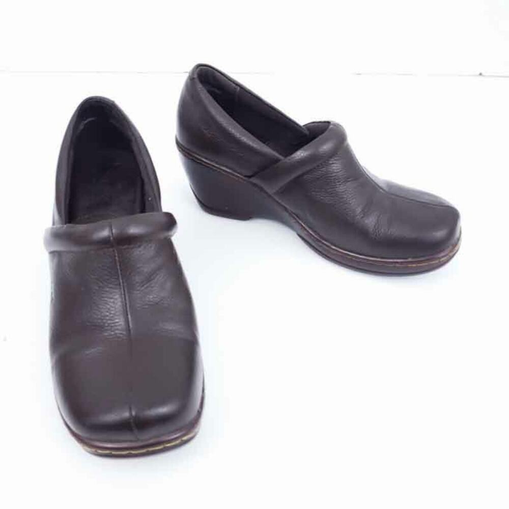 BORN BOC Women's Leather Clogs Mules Brown 9 M/W 40.5 Comfort Shoe CIE3